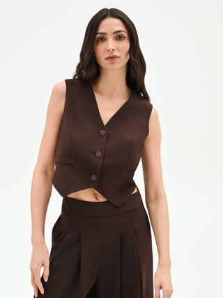 Cropped Dark Brown Vest