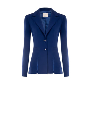 Indigo blue single-breasted jacket with slits