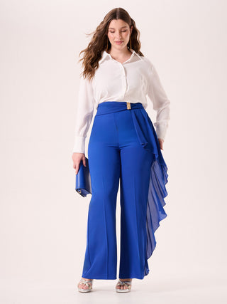 Pantaloni Curvy Blu Cina con decoro Gioiello