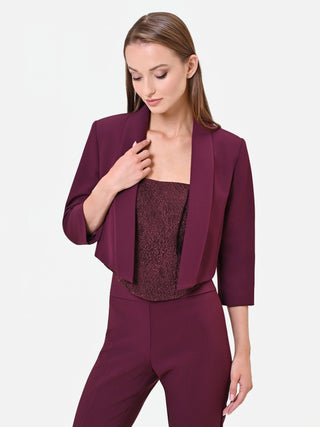 Open short jacket in burgundy technical fabric