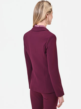 Burgundy Scuba Crepe Double-Breasted Jacket
