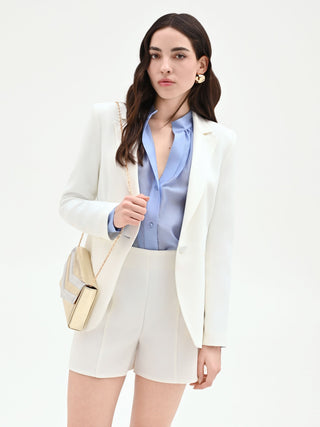 Single-Breasted White Blazer