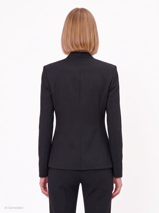 Single-breasted jacket in technical fabric with a stand-up collar