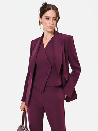 Veste droite Studio en crêpe rouge bordeaux