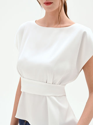 Creamy white satin blouse
