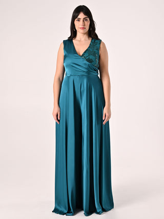 Curvy Green Jumpsuit with Sequins