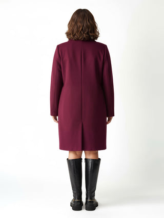 Plus-Size Burgundy Single-Breasted Coat