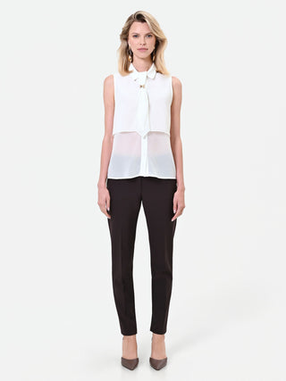 Camicia bianca smanicata in georgette