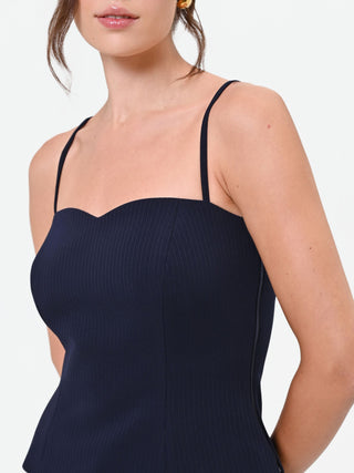 Navy Blue Pinstripe Studio Bustier Top