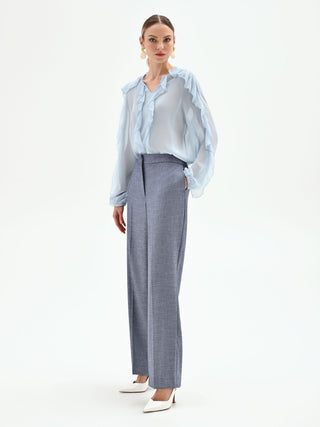 Wide-Leg-Hose aus Chambray
