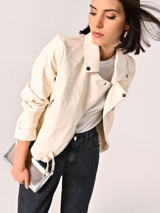 Jacke mit Lederoptik in Weiß