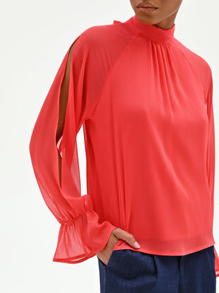 Georgette-Bluse in Erdbeerrot