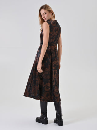 Chocolate Floral Jacquard Dress