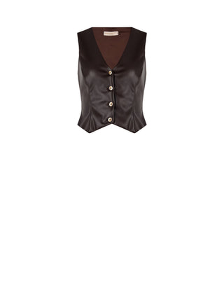 Gilet in Similpelle Marrone