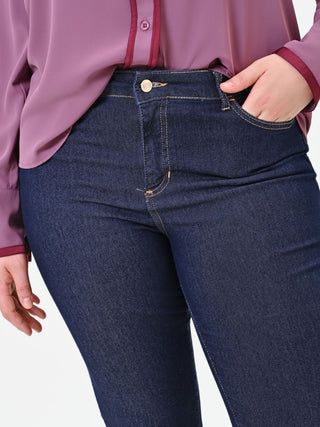 Jeans Curvy  flare blu a vita alta