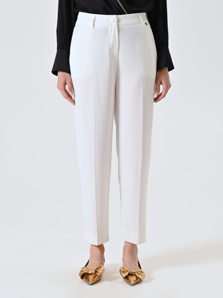 White Trousers with Covered Button