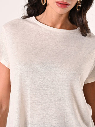 Beige Linen Viscose T-shirt