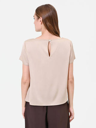Blouse en satin beige taupe