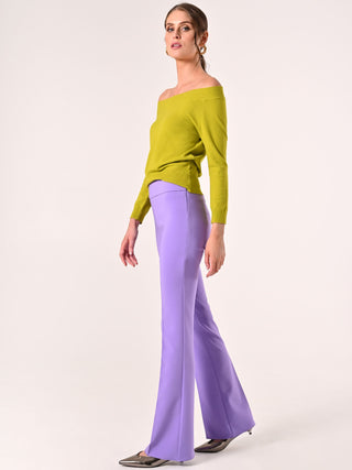 Pantaloni in Tessuto Tecnico Lilla con Fascione in Vita