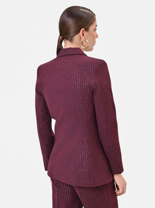 Chaqueta de mezcla de viscosa burdeos con raya diplomática