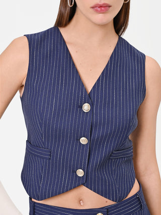 Gilet Blu Navy Gessato