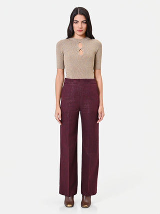 Pantalone in misto viscosa bordeaux gessato
