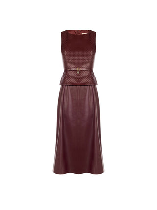 Abito midi in similpelle rosso bordeaux Giorgia Palmas X Rinascimento