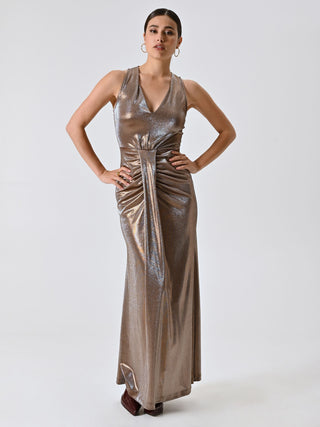 Bronze Lurex Long Dress