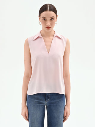 Pastellrosa Bluse mit Reverskragen