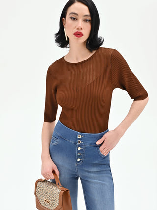 Chocolate ribbed sweater