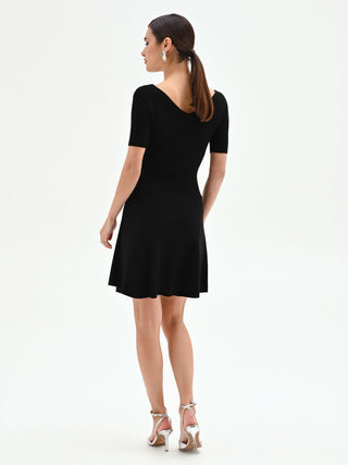 Black ribbed knit dress