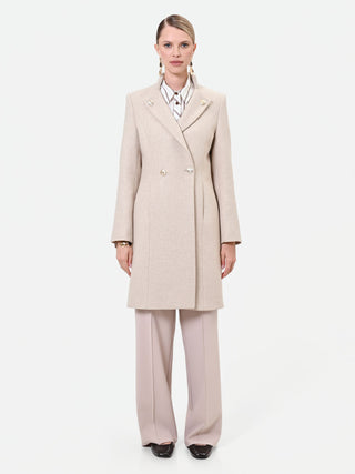 Cappotto doppiopetto tortora beige misto lana