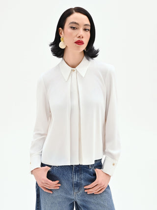 Fließende Hemdbluse in Cremeweiß