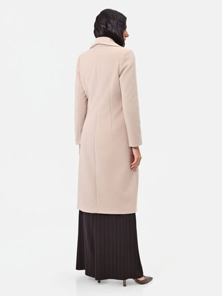 Long Dove Grey Coat with Wide Lapels