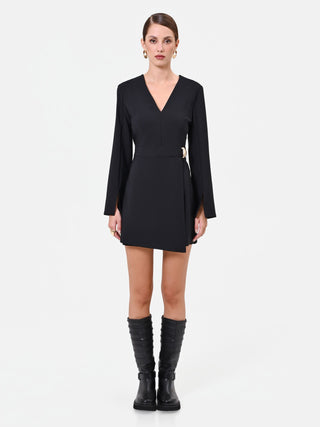 Black Asymmetric Wrap Playsuit