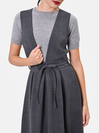 Dunkelgraues Trägerkleid aus Viskose-Mix