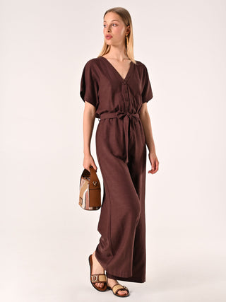 Chocolate Jumpsuit in Linen Cotton