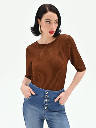 Chocolate ribbed sweater