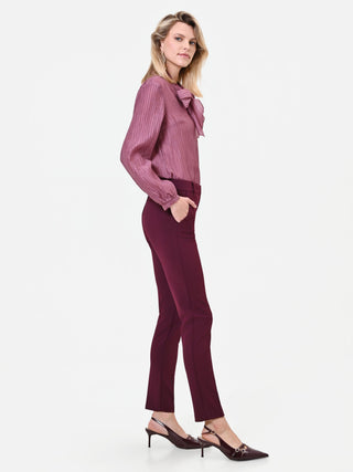 Pantalone skinny bordeaux rosso in scuba mano crepe