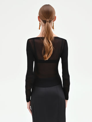 Side-Ruched Black Top