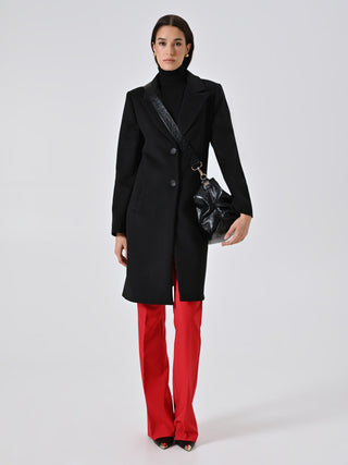 Black Velour Midi Coat