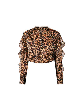 Leopard-Print Shirt with Ruffles