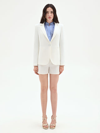 Single-Breasted White Blazer