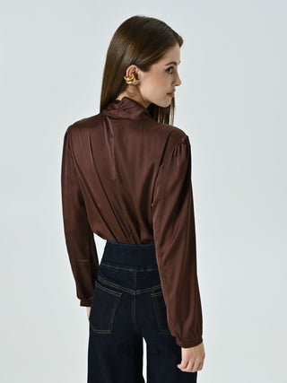 Chocolate Blouse Bodysuit with Bow