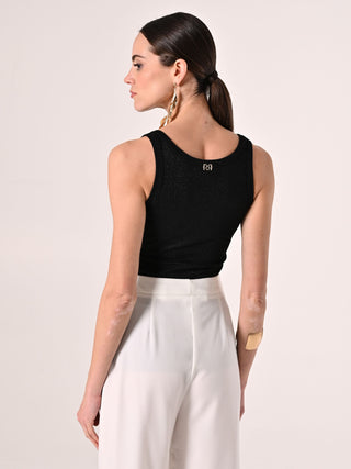 Top aus Lurex in Schwarz
