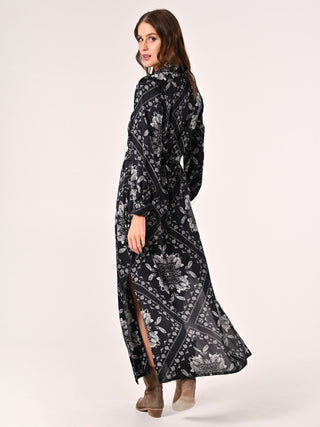 Robe en satin imprimé cachemire