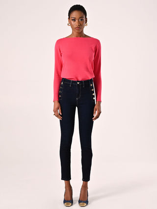 Blue Skinny Jeans with Buttons