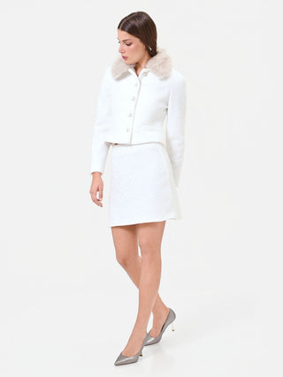 Mini-jupe blanche effet bouclé