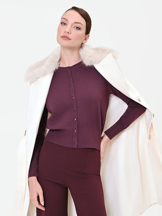 Cardigan girocollo bordeaux rosso in misto viscosa