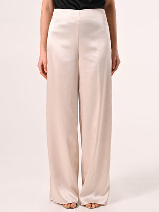 Pantaloni in Raso Strutturato Beige